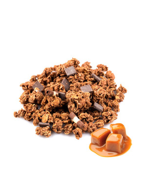 Muesli proteico sabor chocolate y caramelo