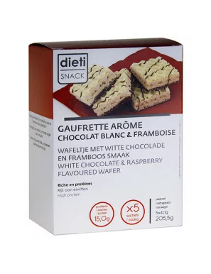 Gofres proteicos sabor chocolate blanco y frambuesa