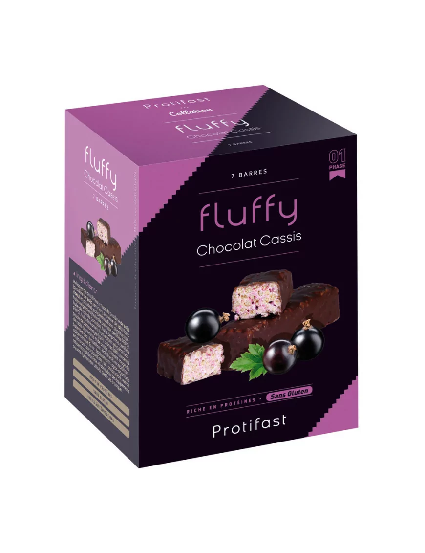 Protifast Barrita Fluffy sabor Grosella Negra recubierta de Chocolate