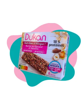 Dukan 6 barritas de salvado de avena sabor chocolate y avellanas