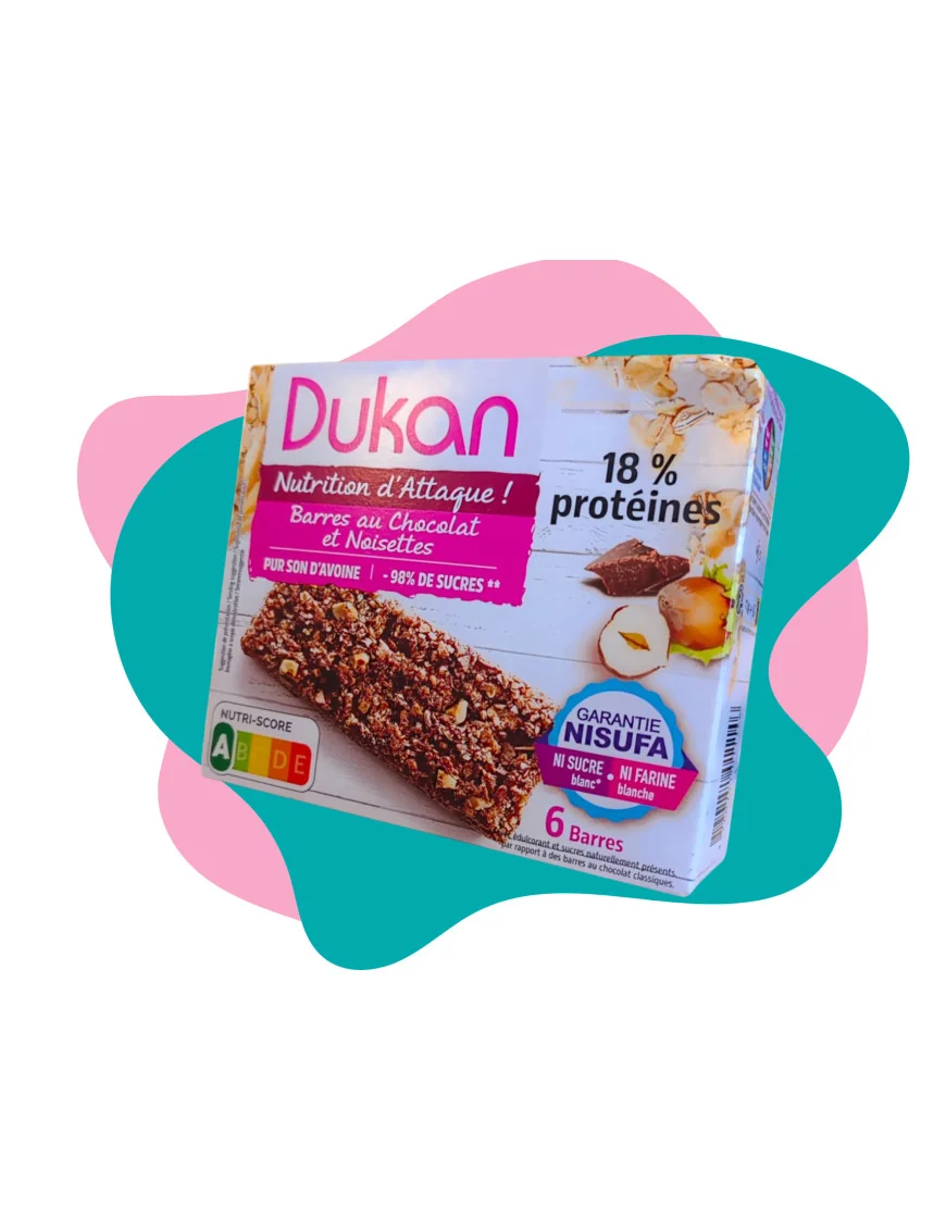 Dukan 6 barritas de salvado de avena sabor chocolate y avellanas