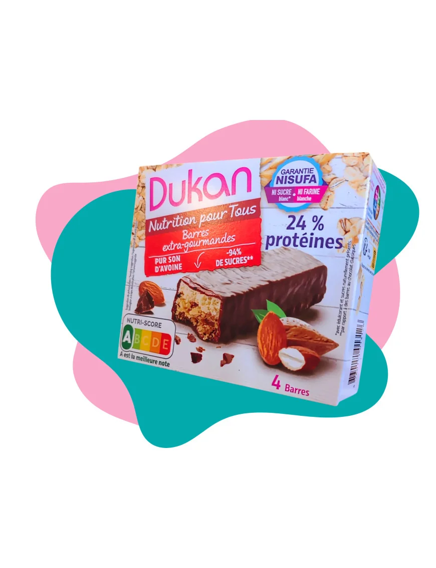 Dukan 4 barritas de salvado de avena recubiertas de chocolate negro